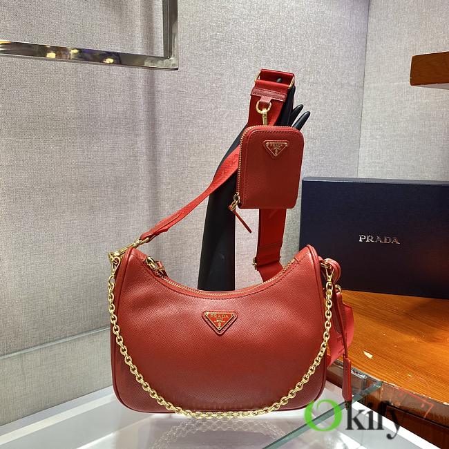 Prada Re-Edition Saffiano Bag Red/Gold 1BH204 - 1
