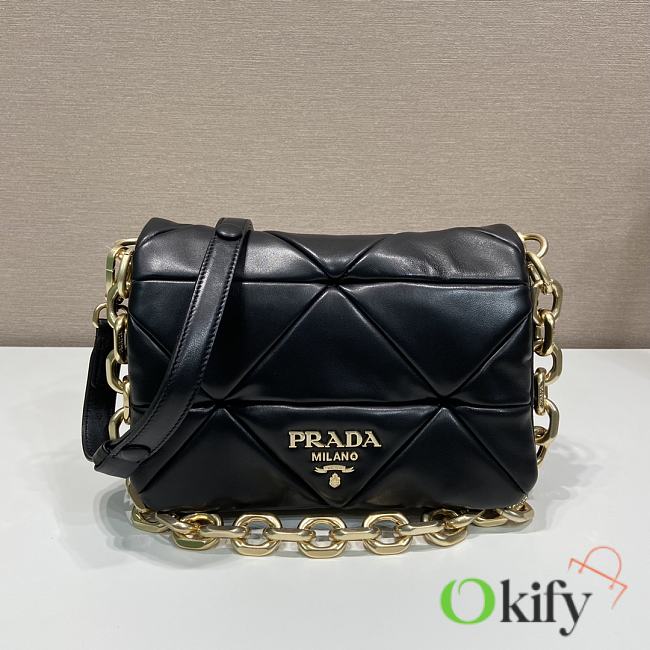 Prada Black System Nappa Patchwork Shoulder Bag 1BD328 - 1