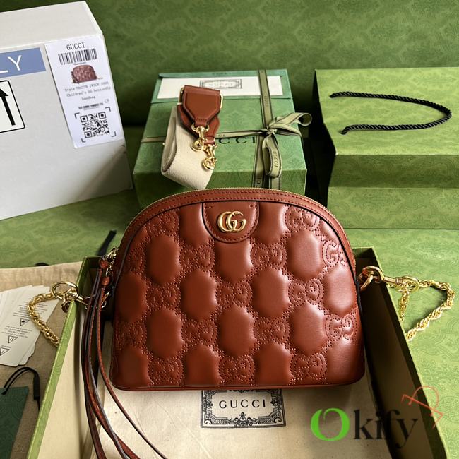Gucci Shoulder Bag Light Brown GG Matelassé Leather 11305 - 1