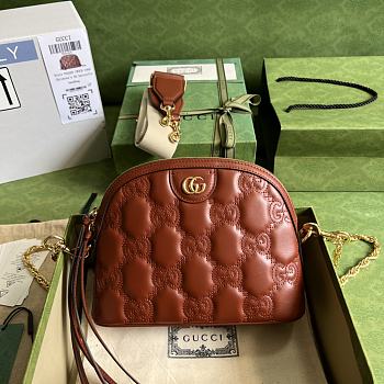 Gucci Shoulder Bag Light Brown GG Matelassé Leather 11305