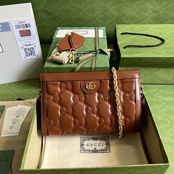Gucci Shoulder Bag Light Brown GG Matelassé Leather 11306