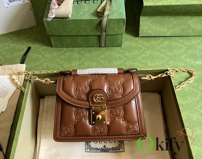 Gucci Mini Shoulder Bag Light Brown GG Matelassé Leather 11306 - 1