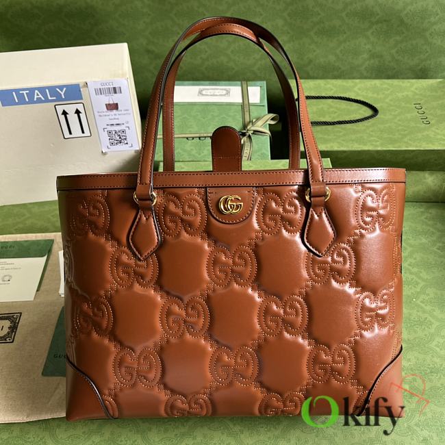 Gucci Tote Bag Light Brown GG Matelassé Leather 11308 - 1