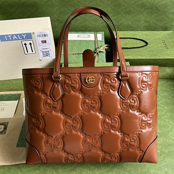 Gucci Tote Bag Light Brown GG Matelassé Leather 11308