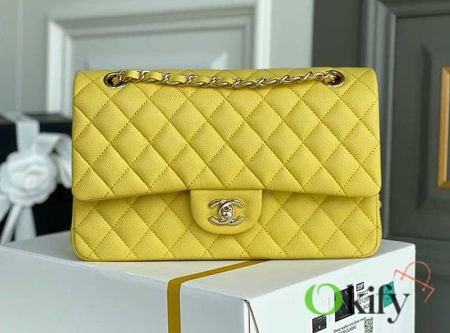 CC Medium Flapbag 25.5 Yellow Caviar Gold Hardware 11327 - 1