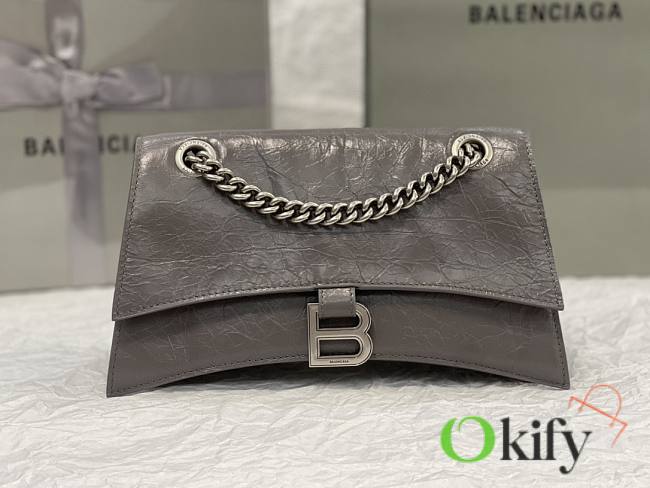 Balenciaga Crush XS Chain Bag Gray Leather Silver Tone - 1