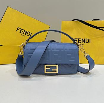 Okify Fendi Baguette Blue Leather Bag