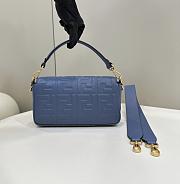 Okify Fendi Baguette Blue Leather Bag - 2