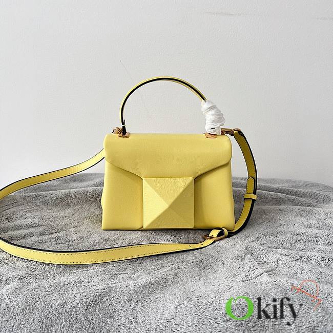 Valentino Mini 20 One Stud Yellow Nappa Leather Handbag - 1