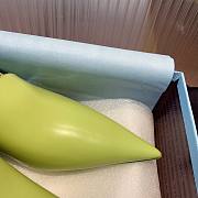 Prada Brushed Leather Slingback Wedge Pumps Kiwi Green 11416 - 5
