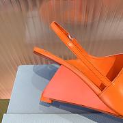Prada Brushed Leather Slingback Wedge Pumps Orange 11417 - 2