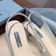 Prada Brushed Leather Slingback Wedge Pumps White (Logo) 11420 - 4