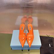 Prada Brushed Leather Slingback Wedge Pumps Orange (Logo) 11422 - 6