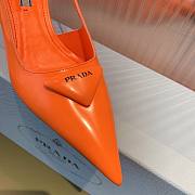 Prada Brushed Leather Slingback Wedge Pumps Orange (Logo) 11422 - 5