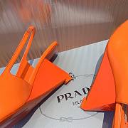 Prada Brushed Leather Slingback Wedge Pumps Orange (Logo) 11422 - 4