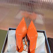 Prada Brushed Leather Slingback Wedge Pumps Orange (Logo) 11422 - 3
