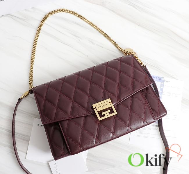 Givenchy Medium GV3 Quilted Leather Bag in Wine Red - 1