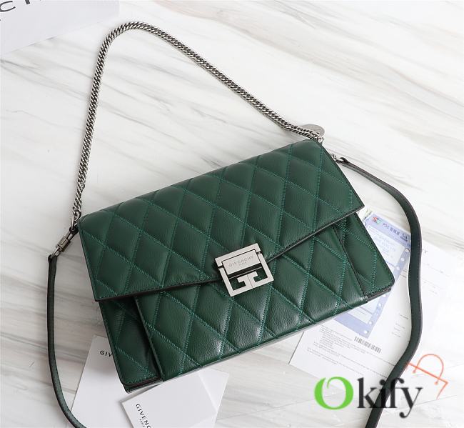  Givenchy Medium GV3 Quilted Leather Bag in Green - 1