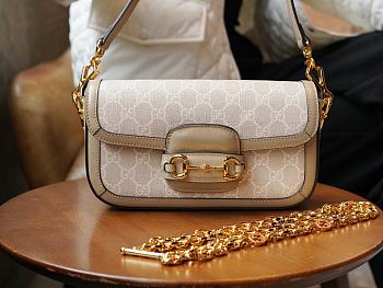 Gucci Horsebit 1955 Ophidia Beige and White 735178