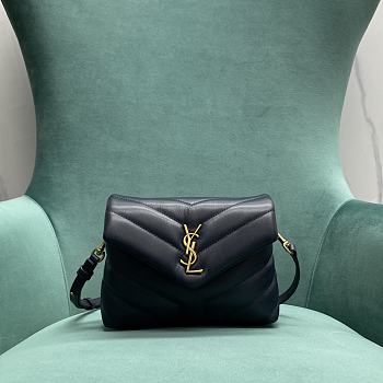 YSL Toy Loulou 20 Dark Blue Leather Gold Hardware