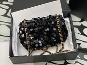 CC Black Sequin Small Flap Bag Gold Hardware - 5