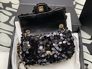 CC Black Sequin Small Flap Bag Gold Hardware - 3