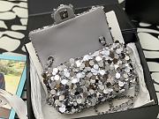CC Silver Sequin Small Flap Bag Gold Hardware - 6