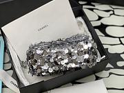 CC Silver Sequin Small Flap Bag Gold Hardware - 2