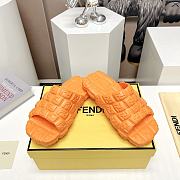 Fendi Logo Embossed Cloud Slides Orange - 1