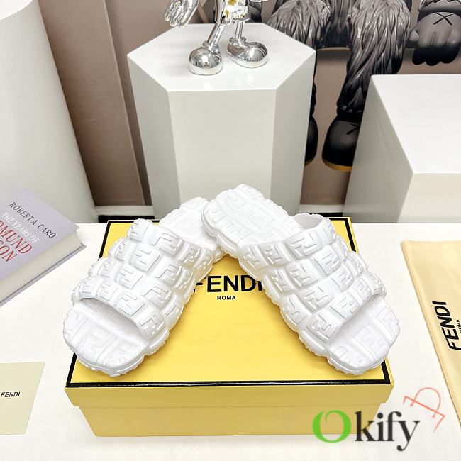 Fendi Logo Embossed Cloud Slides White - 1