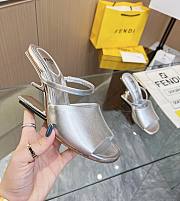Fendi First Silver Leather High-Heeled Sandals 9.5cm - 1