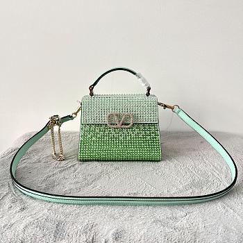 Valentino Garavani Embellished VSLING Top-Handle Bag Green