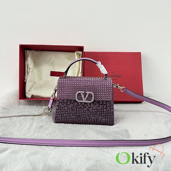Valentino Garavani Embellished VSLING Top-Handle Bag Purple - 1