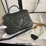 Gucci GG Marmont Mini Top Handle Bag 21 Black Chevron Leather 547260 - 3