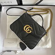 Gucci GG Marmont Mini Top Handle Bag 21 Black Chevron Leather 547260 - 6