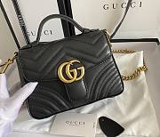 Gucci GG Marmont Mini Top Handle Bag 21 Black Chevron Leather 547260 - 1