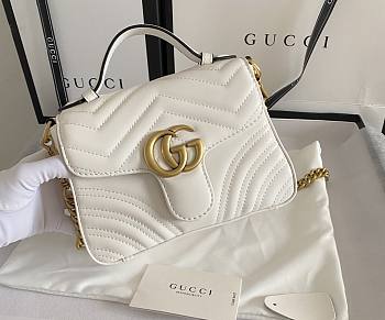 Gucci GG Marmont Mini Top Handle Bag 21 White Chevron Leather 547260