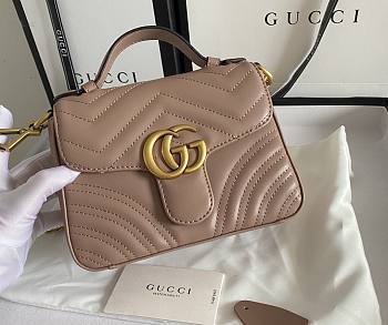 Gucci GG Marmont Mini Top Handle Bag 21 Nude Chevron Leather 547260