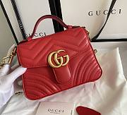 Gucci GG Marmont Mini Top Handle Bag 21 Red Chevron Leather 547260 - 1