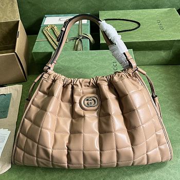 Gucci Deco Medium Tote Bag in Beige Leather