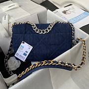 Chanel 19 Handbag Dark Blue Denim 25 Medium - 6