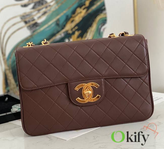 Chanel Jumbo Quilted Flapbag Brown Calfskin Leather - 1