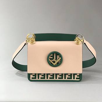 Fendi Kan I Medium FF Logo Handbag Pink and Green