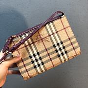 Burberry Check E-canvas and Purple Leather Crossbody Bag - 2
