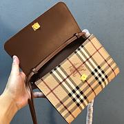 Burberry Check E-canvas and Brown Leather Crossbody Bag - 4