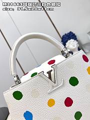 LV x YK Capucines MM 31 Bag 3D Painted Dots Print White Taurillon Leather - 2