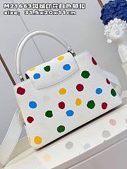 LV x YK Capucines MM 31 Bag 3D Painted Dots Print White Taurillon Leather - 4