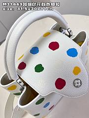 LV x YK Capucines MM 31 Bag 3D Painted Dots Print White Taurillon Leather - 3