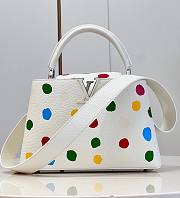 LV x YK Capucines MM 31 Bag 3D Painted Dots Print White Taurillon Leather - 1