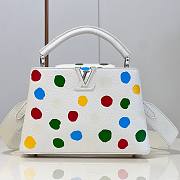 LV x YK Capucines BB 27 Bag 3D Painted Dots Print White Taurillon Leather - 1